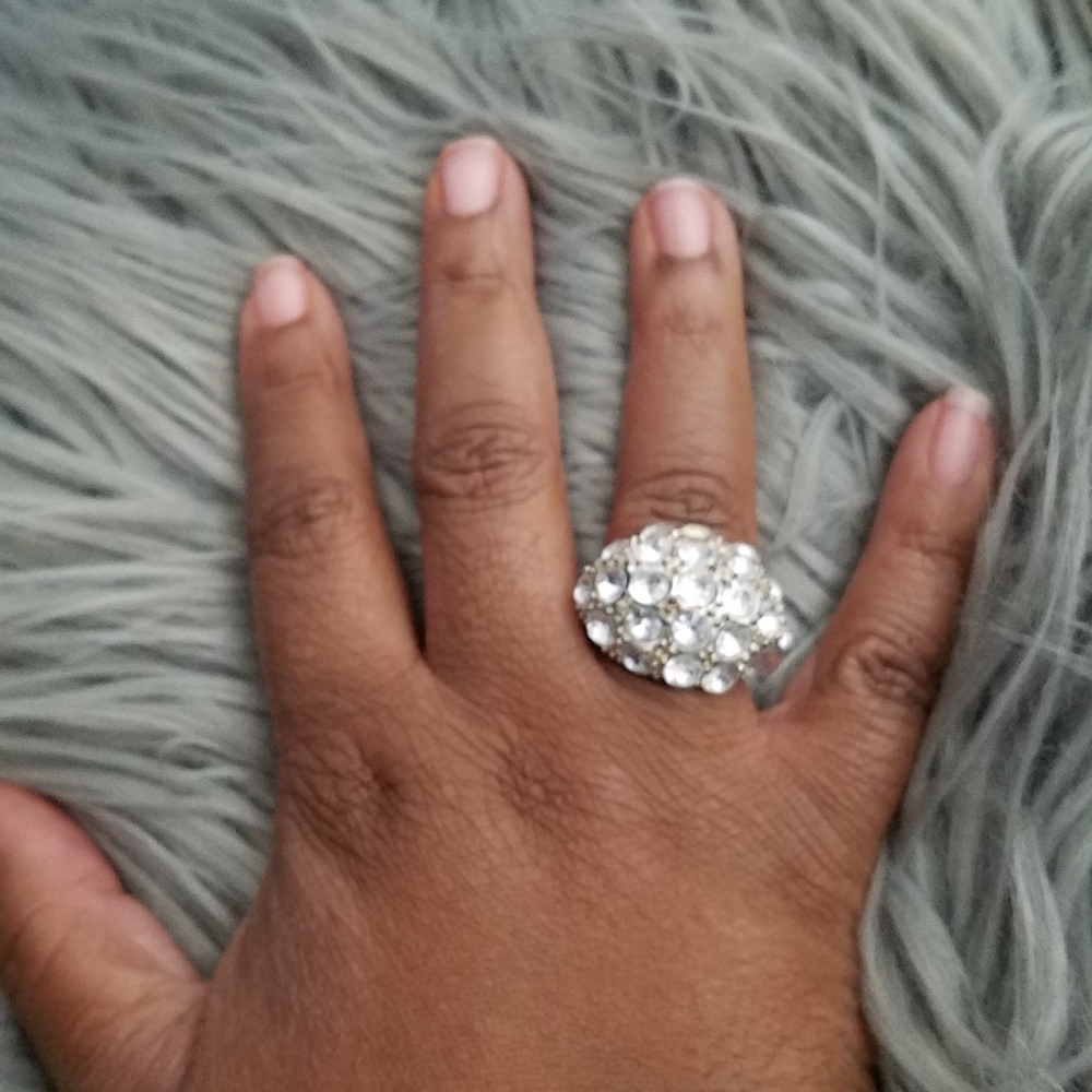 Rhinestone cluster ring